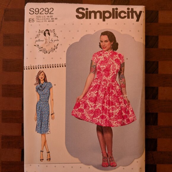 Simplicity 9292 - Uncut - Patterns by Gertie - Sizes 14-22 - Mandarin Collar - Picture 1 of 3